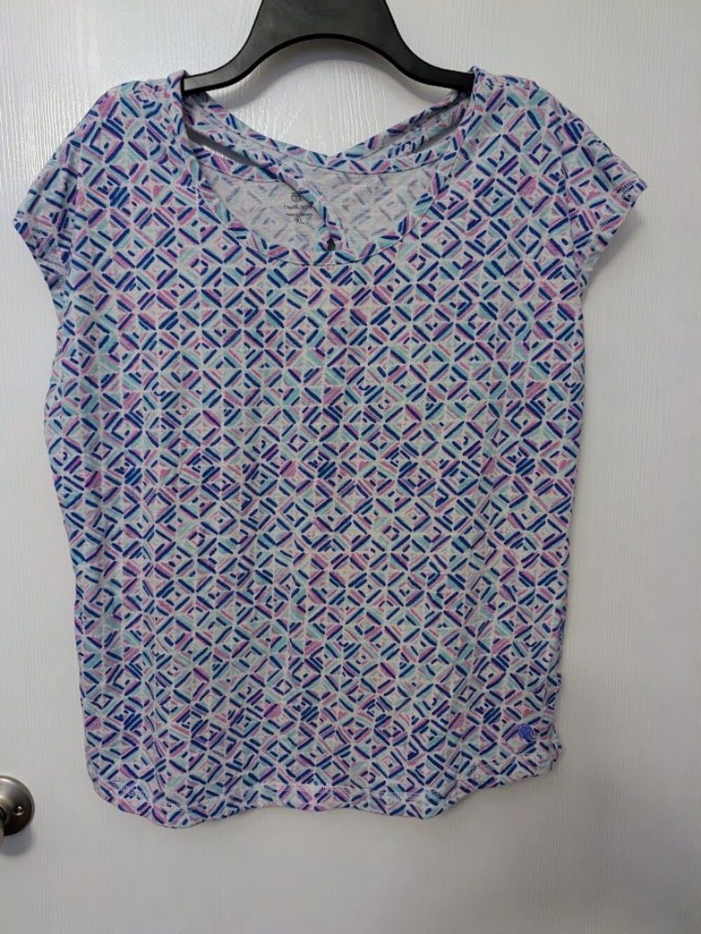 T by Talbots blue and pink top with crossover back detail Size XL